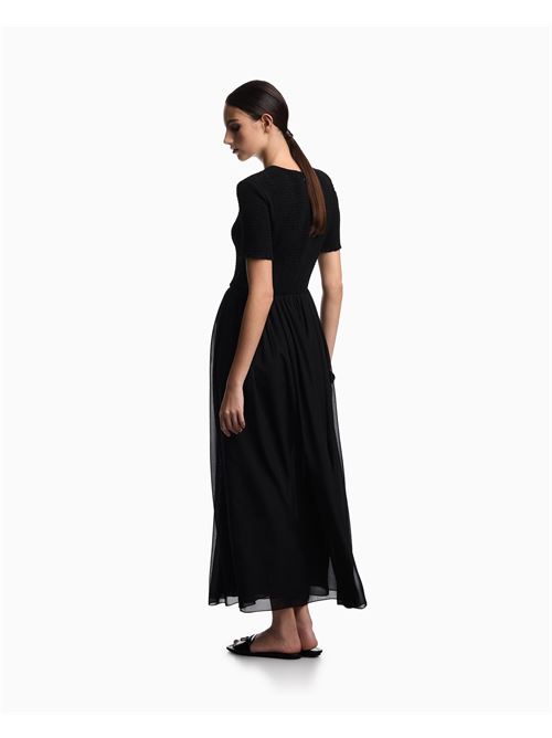 abito lungo a maniche corte in tecno georgette Emporio Armani | EW004340 AF10209UC001